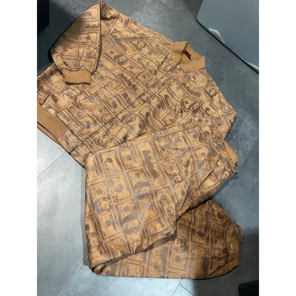 Burgundy‎ vintage  Money Print Tracksuit Set - size 3X Dollar Bill Design B-161